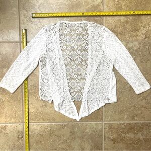 White Floral Lace Open Cardigan Sweater